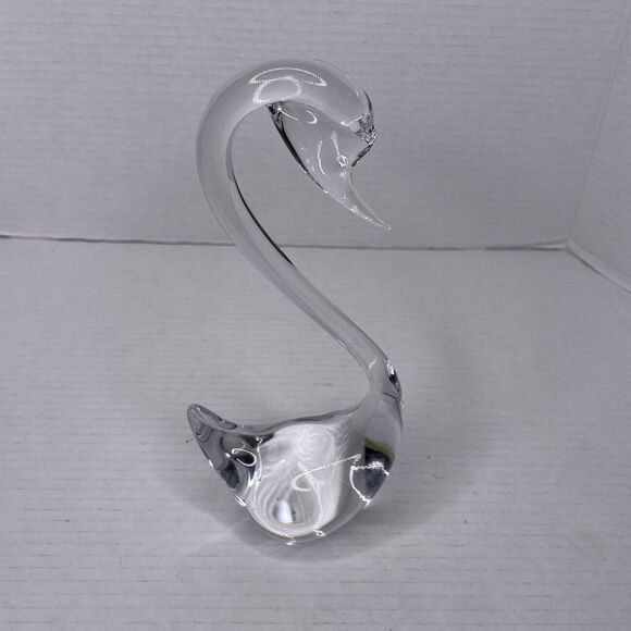 Albert E Price Other - Hand-Blown Art Glass 8.5 In Clear Glass Swan Paperweight Figurine Albert E Price